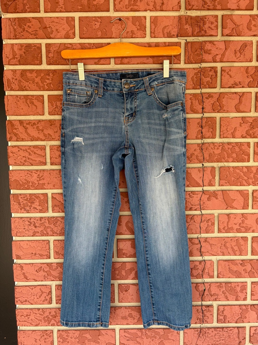 Jessica Simpson Distressed Light Blue Boyfriend Jeans